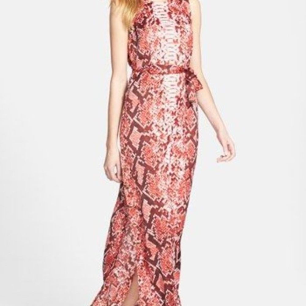 Michael Kors snake print maxi dress gold accents worn once free shipping